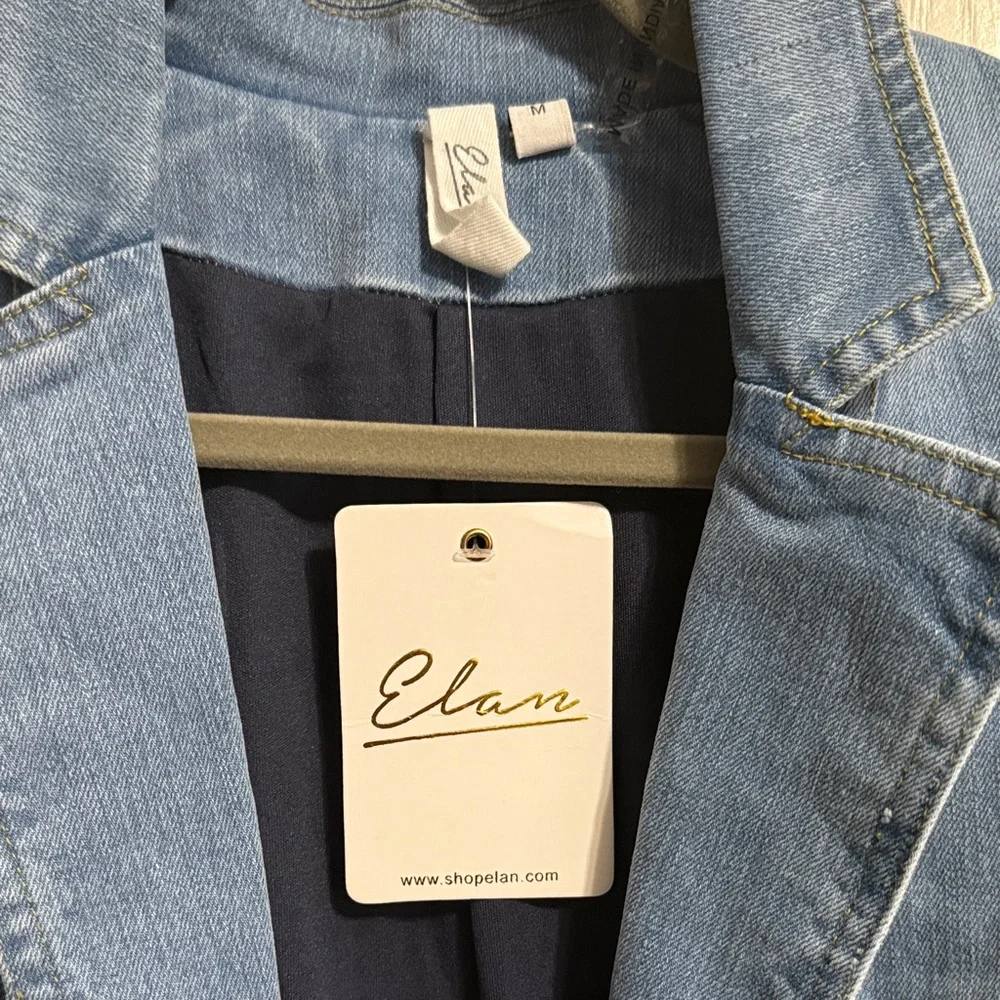 Elan Puff Sleeve Light Denim Blazer Minimalist Capsule Wardrobe Western Preppy